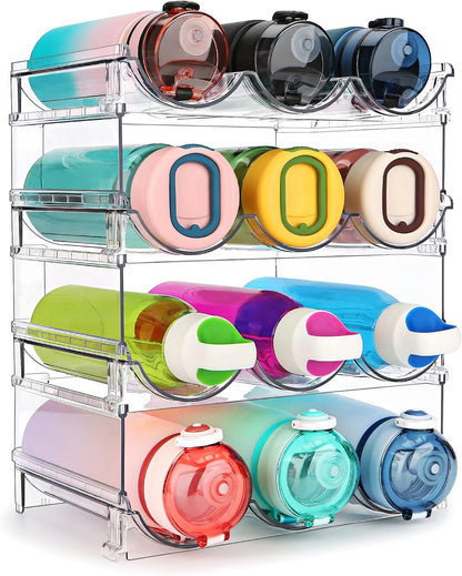 Water Bottle Organizer for Cabinet, Water Bottle Storage Organizer, 2 Packs Water Bottle Storage Rack, Water Bottle Holder for Cabinet, Stackable Water Bottle Storage Rack