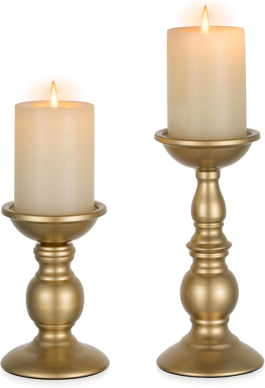 Black Candle Holder for Pillar Candles - 2 Pcs Rustic Candle Holders Set Metal Candle Stand Tall Retro Fall Pillar Candleholder for Halloween Easter Farmhouse Fireplace Home Table Centerpiece