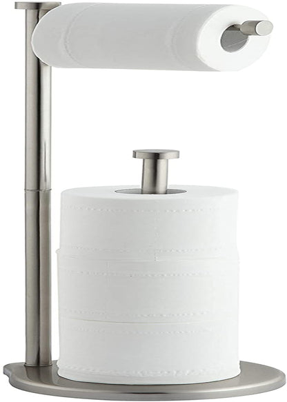 Freestanding Toilet Paper Holder Stand with Jumbo Roll Reserve Capacity