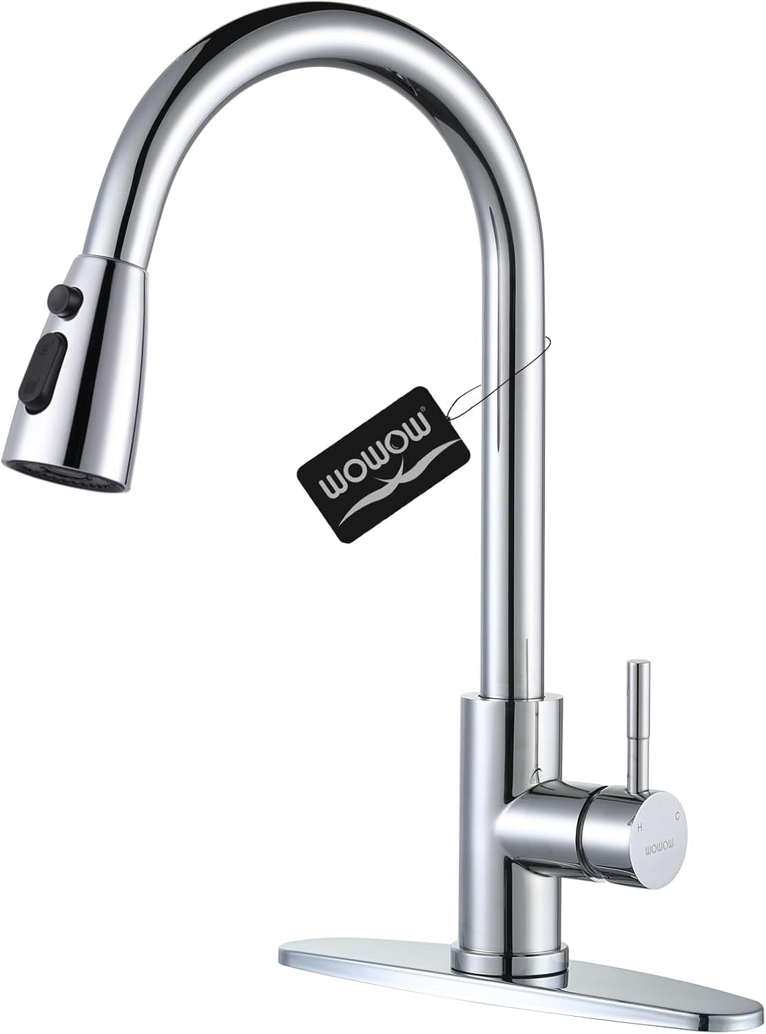 Kitchen Faucet with Sprayer, Kitchen Sink Faucet, SUS 304 Stainless Steel, High Arc Single Handle Brushed Nickel Kitchen Faucets with Pull down Sprayer, Pull Out Kitchen Faucet with Deck Plate