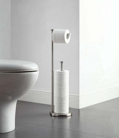 Freestanding Toilet Paper Holder Stand with Jumbo Roll Reserve Capacity