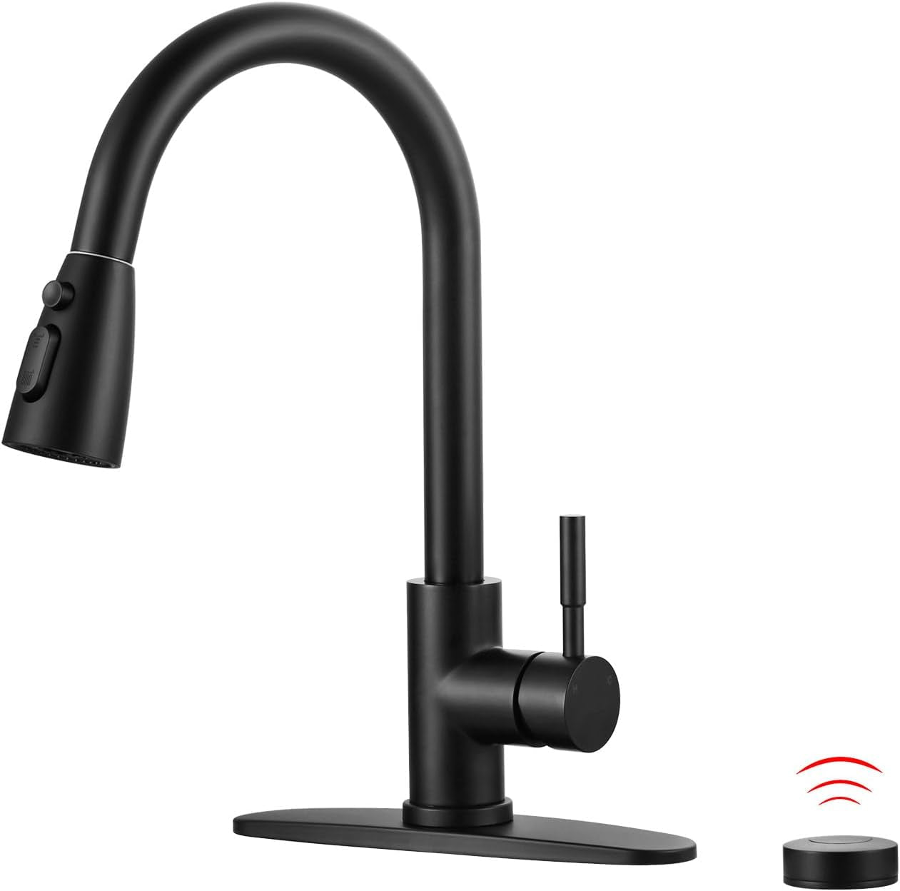 Kitchen Faucet with Sprayer, Kitchen Sink Faucet, SUS 304 Stainless Steel, High Arc Single Handle Brushed Nickel Kitchen Faucets with Pull down Sprayer, Pull Out Kitchen Faucet with Deck Plate