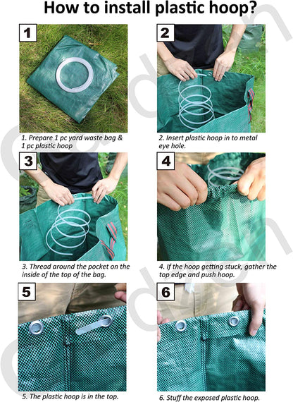 Set of 3 Durable 40-Gallon Reusable Yard Waste Bags for Gardening and Lawn Maintenance